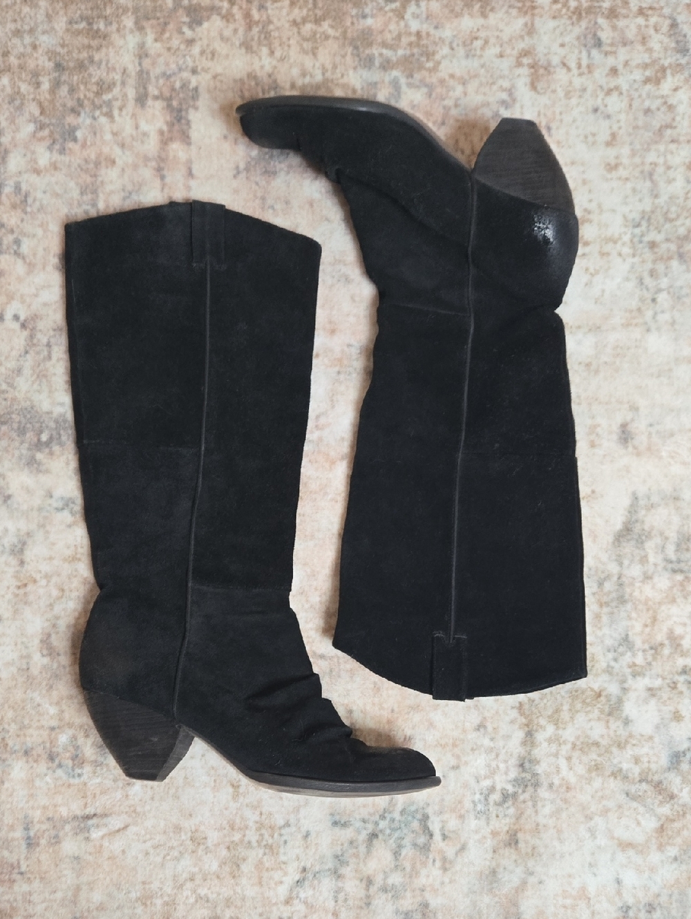 Gunmetal Idaho Black Suede Slouchy Western Boots - Women 40